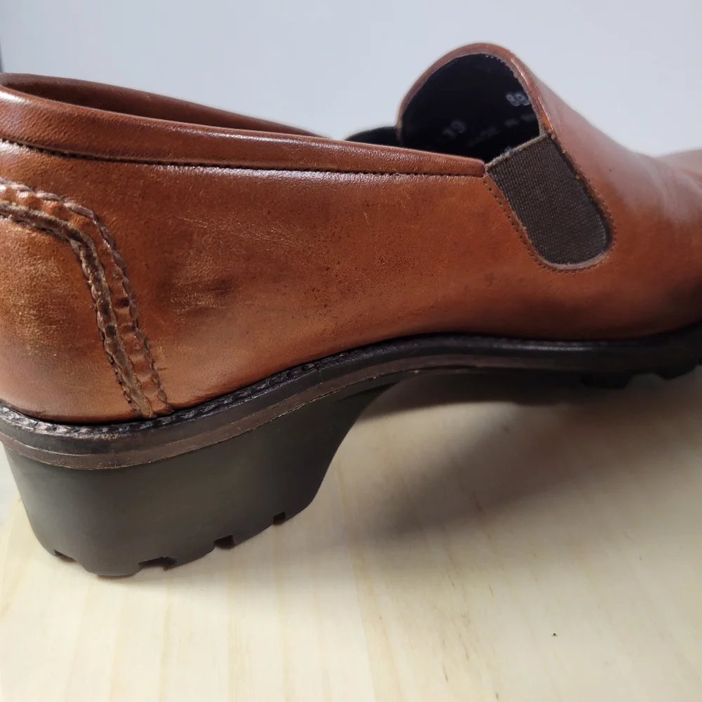 Vintage Cole Haan Country Brown Leather Lug Heel Slip-on Loafer Shoe Size 8 B - Picture 13 of 14